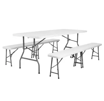 Lot 10 tables polypro pliantes 183x76 cm + 20 bancs pliants - Cofradis collectivités