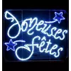 Visuel du décor texte lumineux : Vague Joyeuses Fêtes en bleue - dansant - Cofradis Collectivités