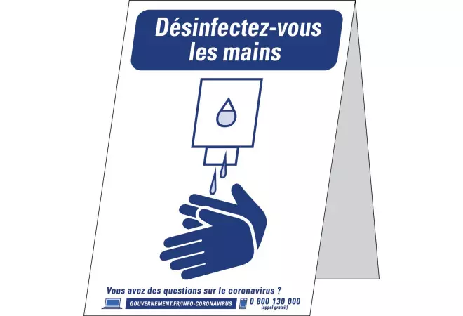 Signalétique : Désinfectez-vous les mains en PVC ou adhésif : A3 ou A4