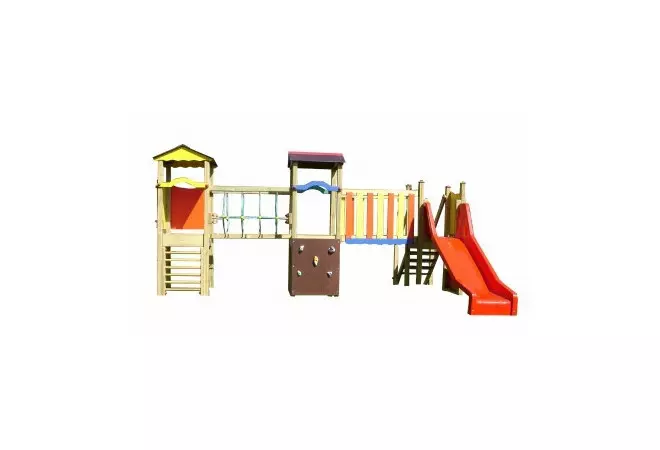 Structure de jeux de plein air avec mur d'escalade pour enfants de 2 à 6 ans