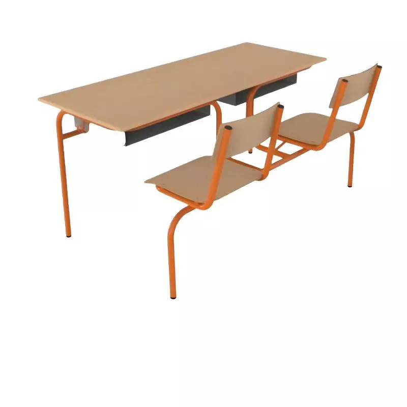 Bureau scolaire biplace Lara avec assise attenante