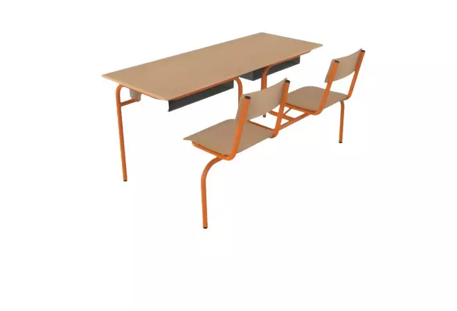 Bureau scolaire biplace Lara avec assise attenante