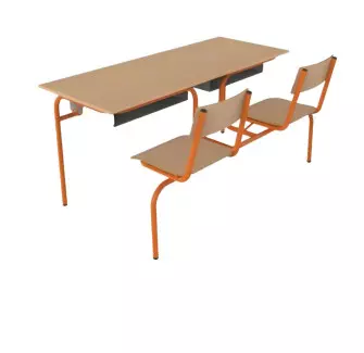 Bureau scolaire biplace Lara avec assise attenante