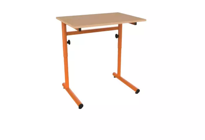 Table scolaire réglable en hauteur avec piètement rond