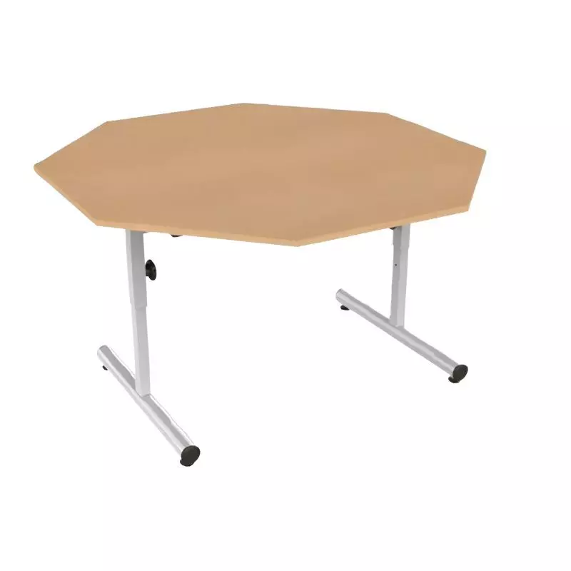 Table scolaire réglable en hauteur octogonale