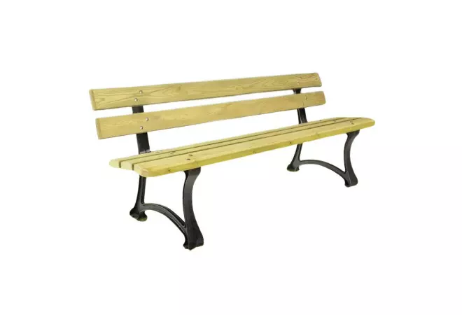 Banc urbain en bois et fonte Dresde