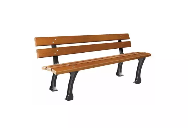 Banc extérieur pieds fonte lattes de bois Burgos