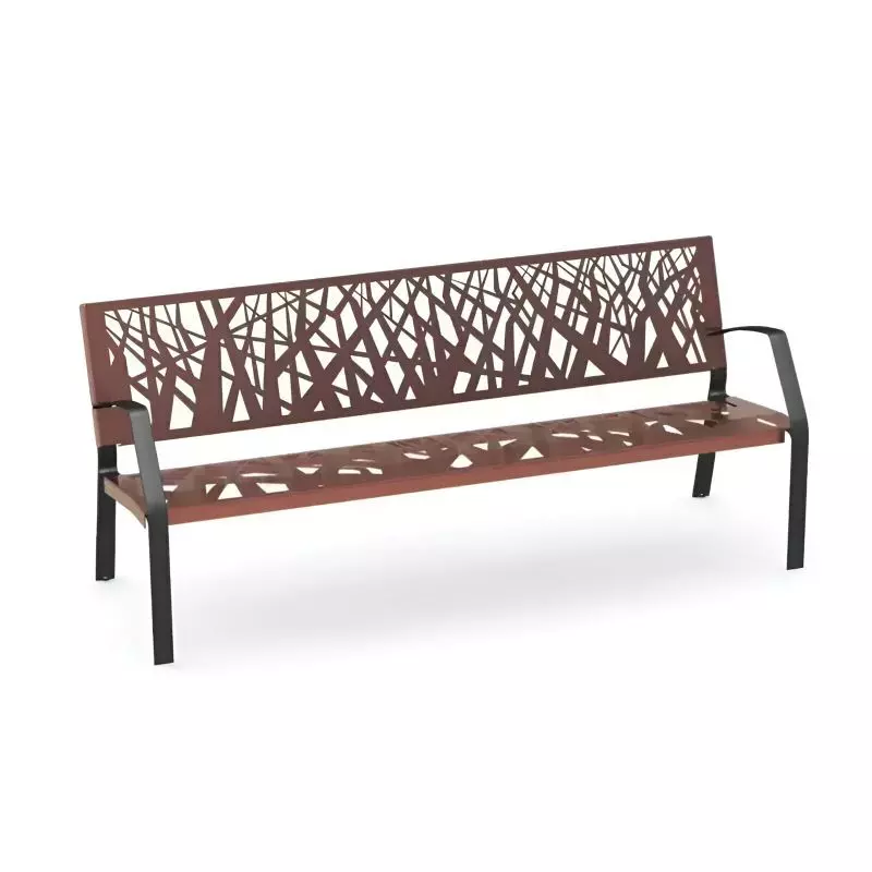 Banc métallique design végétal Maverick