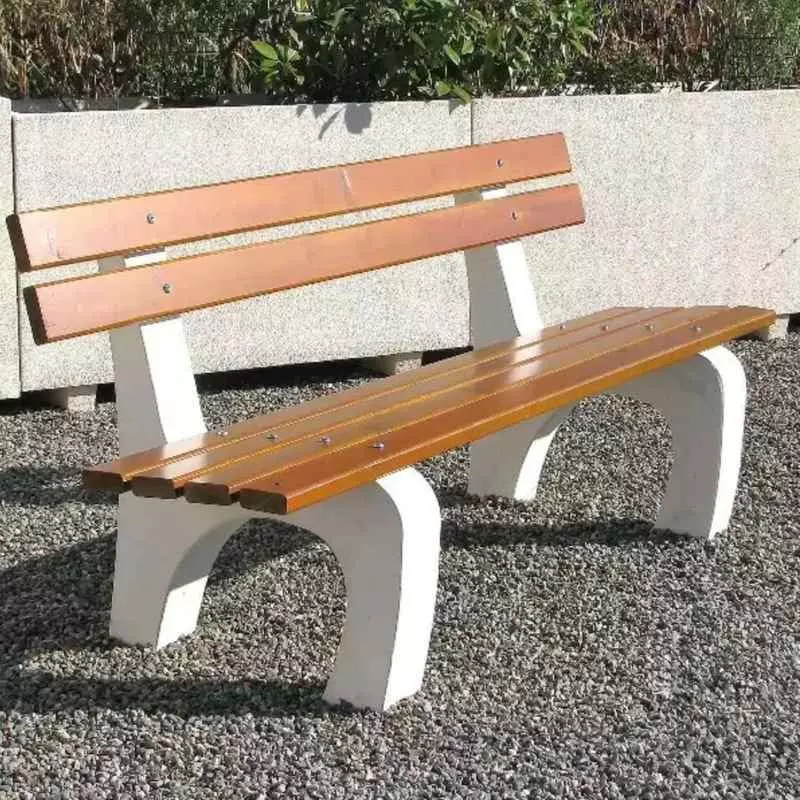 Banc public en béton lames en bois modèle Cèdre