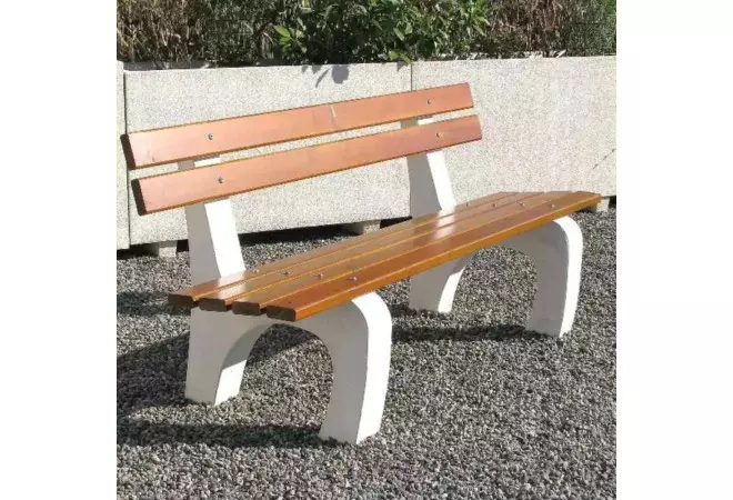 Banc public en béton lames en bois modèle Cèdre