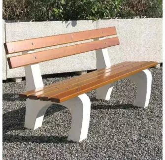 Banc public en béton lames en bois modèle Cèdre