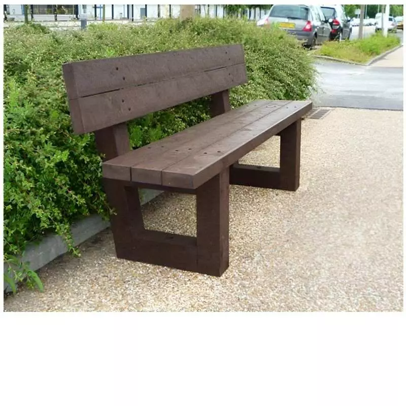 Banc avec dossier en plastique recyclé d'extérieur Gardenia