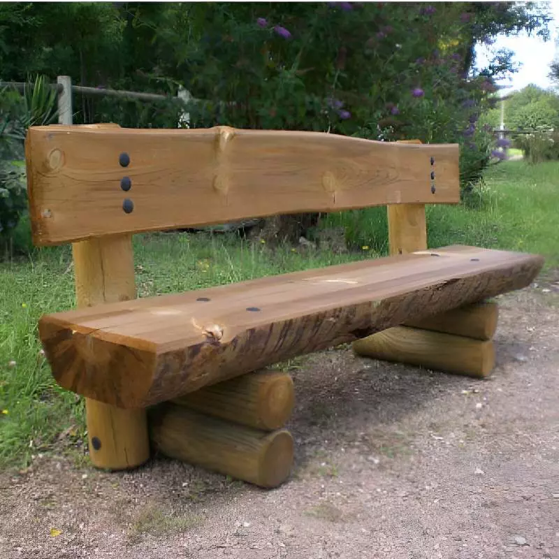 Banc public bois rustique Rondin