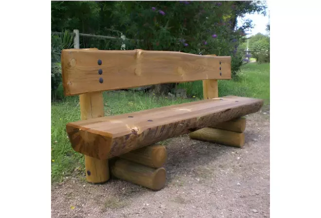 Banc public bois rustique Rondin