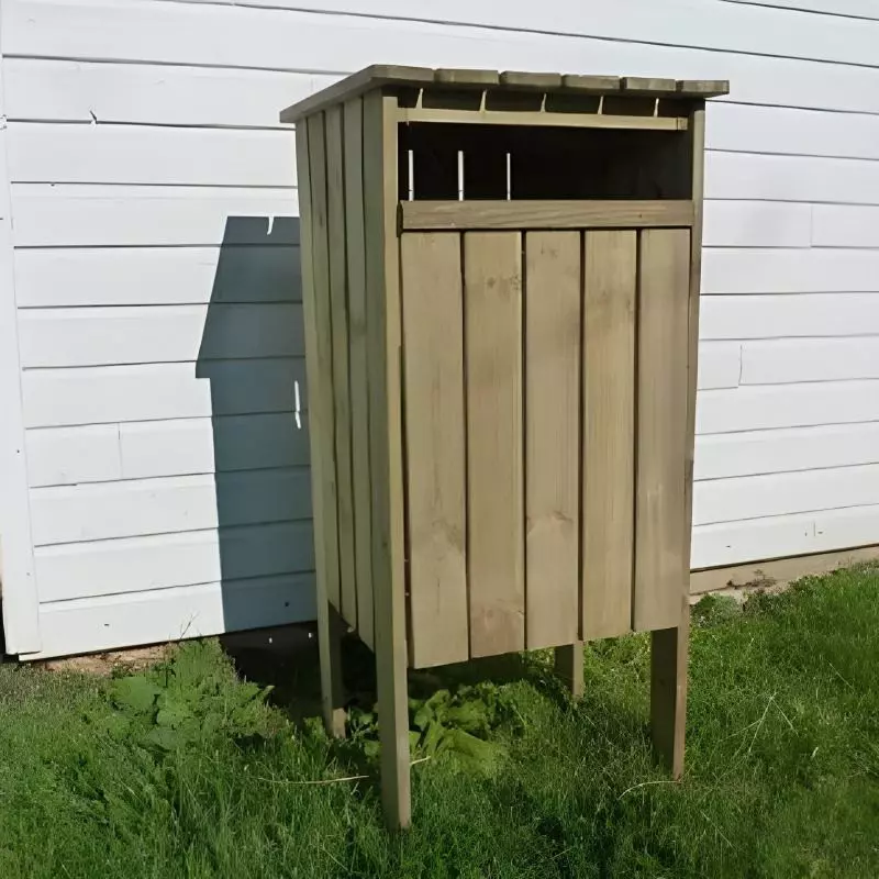 Poubelle de ville en bois 100L