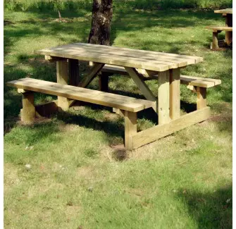 Table pique nique en bois avec 2 bancs BEAUSOLEIL