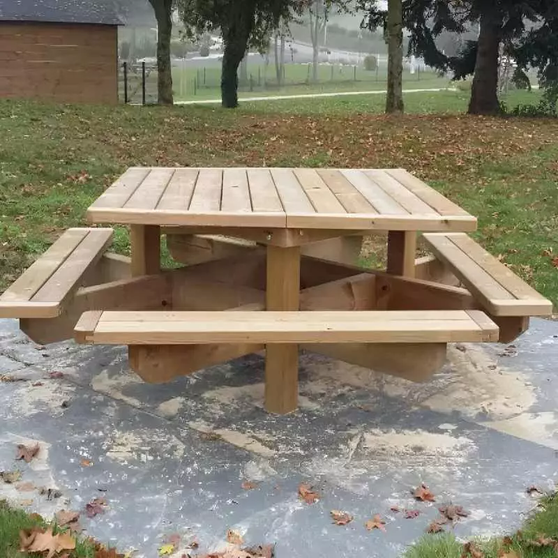 Table de pique-nique carrée en bois traité autoclave