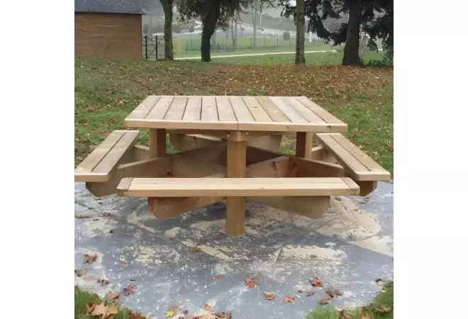 Table de pique-nique carrée en bois traité autoclave