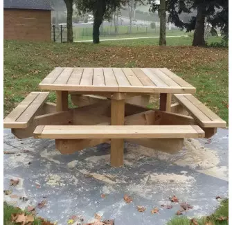 Table de pique-nique carrée en bois traité autoclave