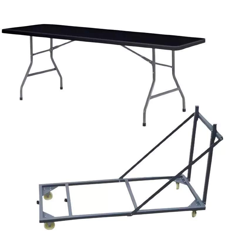 Lot de tables rectangulaires pliantes noires + 1 chariot