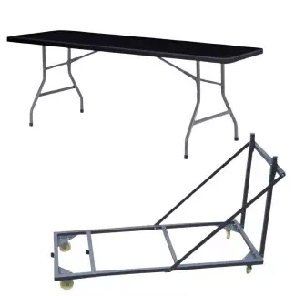 Lot de tables rectangulaires pliantes noires + 1 chariot