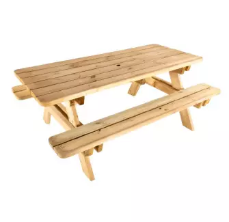 Table pique-nique en bois angles arrondis modèle Québec