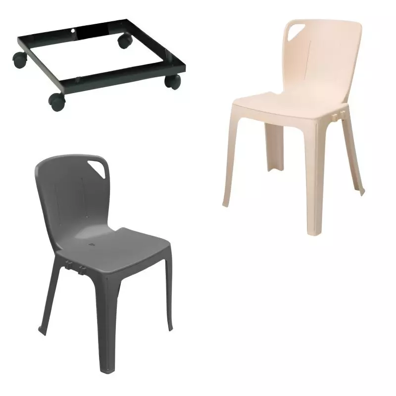 Lot de chaises empilables M4 Elena + chariot à chaise