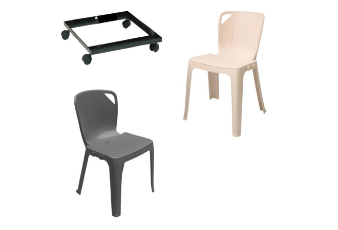 Lot de chaises monobloc M2 Elena + chariot