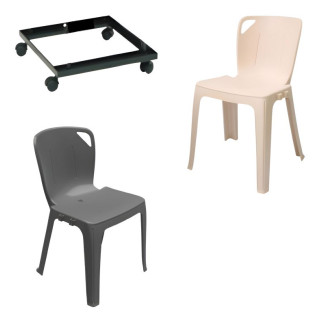 Lot de chaises monobloc M2 Elena + chariot